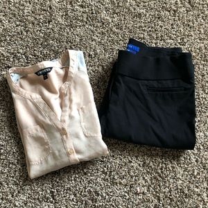 Express top w/ sheer front & quarter sleeves